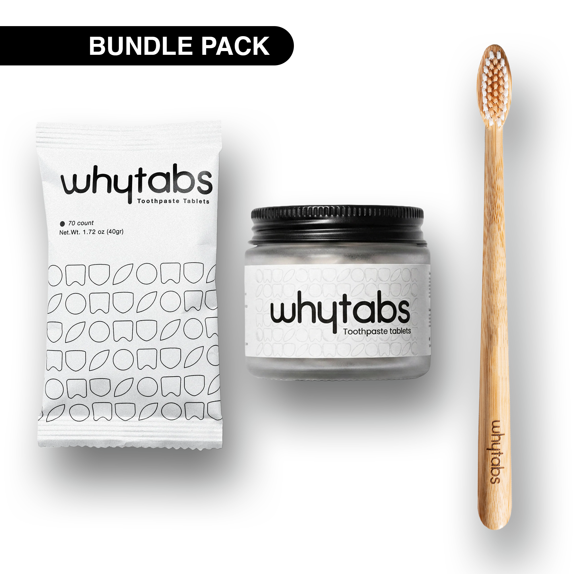 Whytabs Original Complete Kit — Jar + Refill + Bamboo Toothbrush